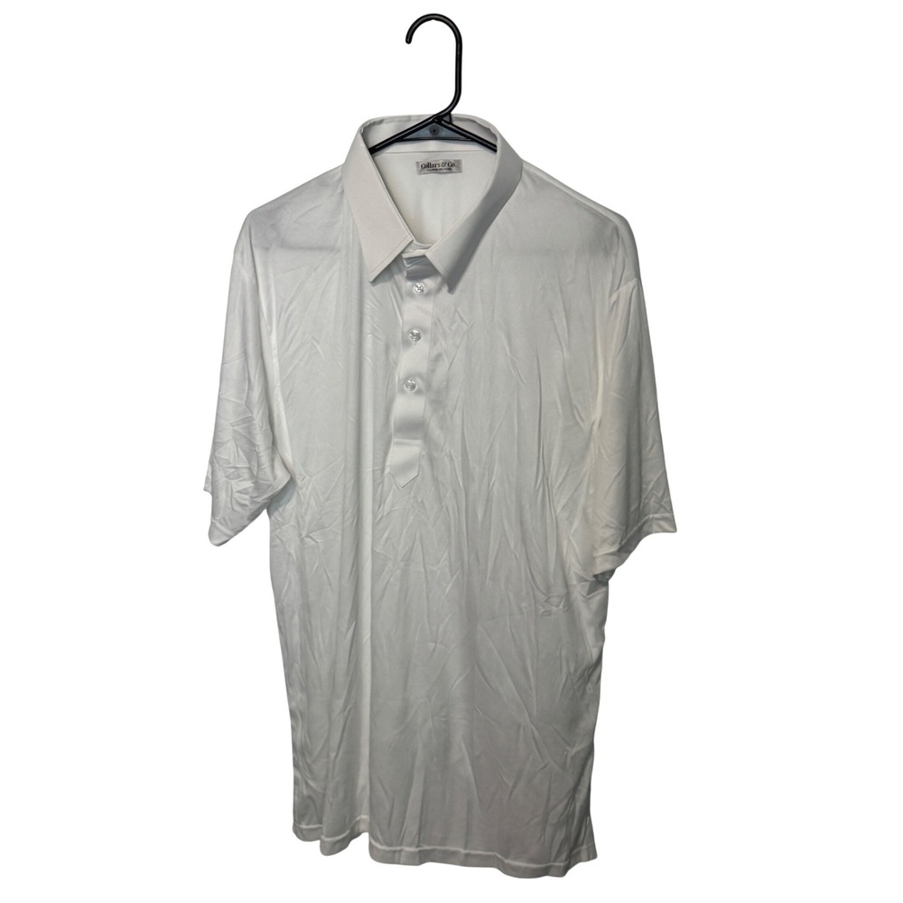 Collars & Co. Dress Collar Polo Shirt Mens XL White Relaxed Fit Short Sleeve